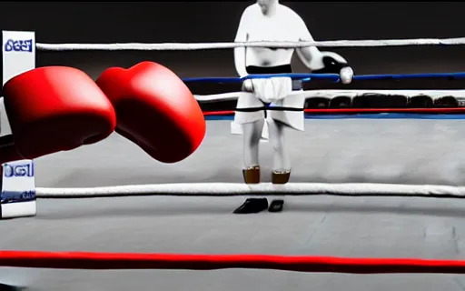 Prompt: boxing match, ko monent, hyperrealistic, 3D render, artstasion trends