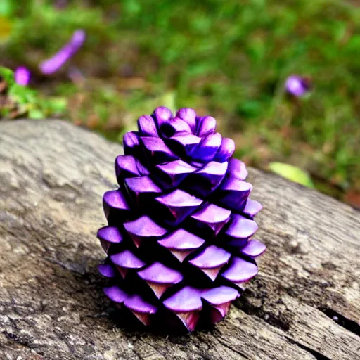 Image similar to a purple pill, shaped like a pine cone