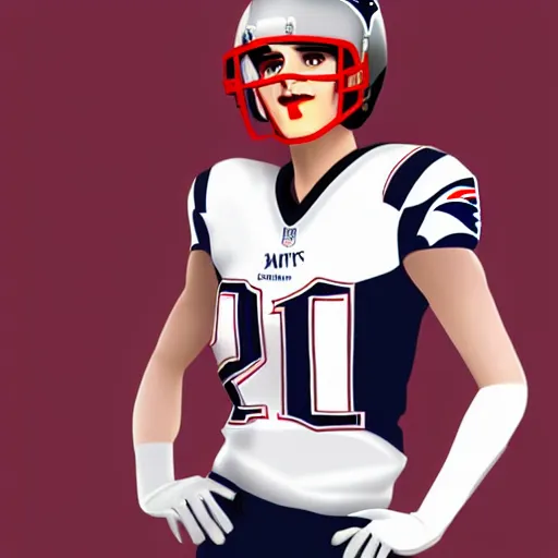 Prompt: emma watson in new england patriots football uniform fanart, digital art, trending on artstation