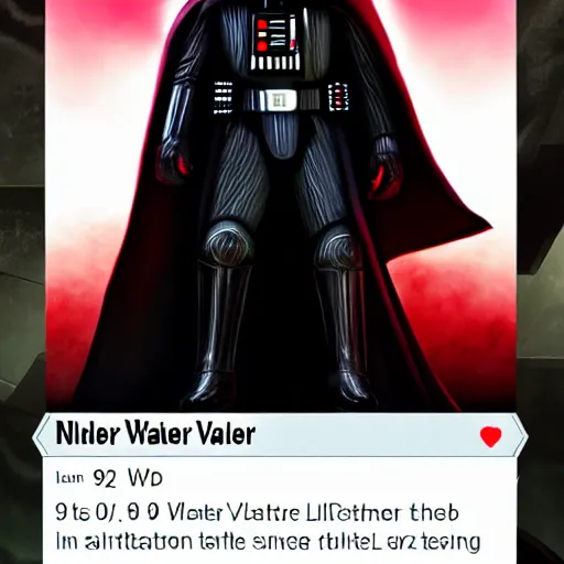 Image similar to darth vader in the style of magic the gathering, wlop, 8 k, trending on artstation