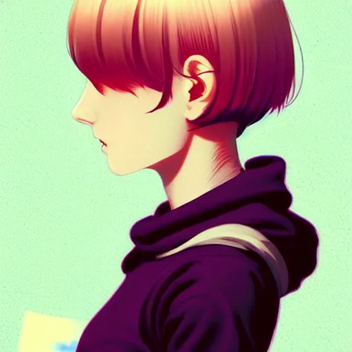 Image similar to cute impoverished college stoner woman studies pulsar stars. short silky hair, velvet, film, occlusion, shadow, specular reflection, rim light, artstation, pinterest, art by range murata and ilya kuvshinov, intricate highly detailed 8 k illustration, surreal