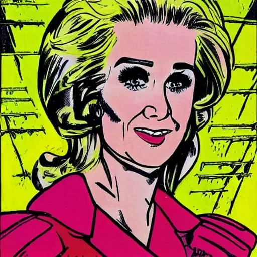 Prompt: a 1 9 8 0 s comic book painting of kim richards