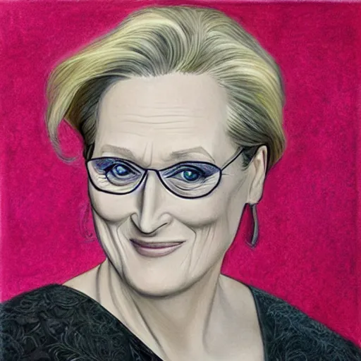 Image similar to “Meryl Streep portrait, Lauren YS”