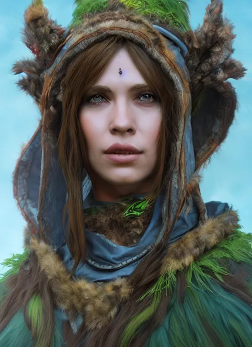 Prompt: A fantasy comic book style portrait painting of a stunning female Druid, unreal 5, DAZ, hyperrealistic, octane render, cosplay, RPG portrait, dynamic lighting