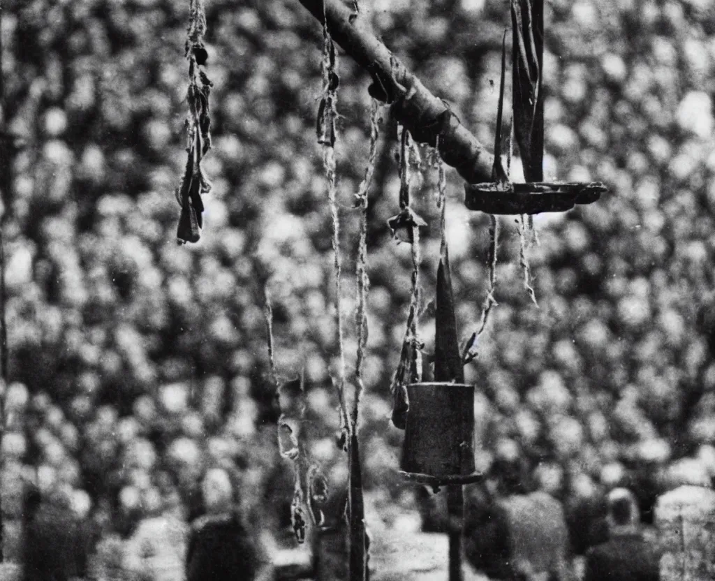 Image similar to adolf hitler is being hanged in nuremberg trials, canon 3 5 mm photography