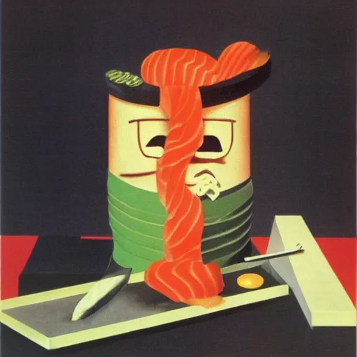 Image similar to sushi monster by René Magritte