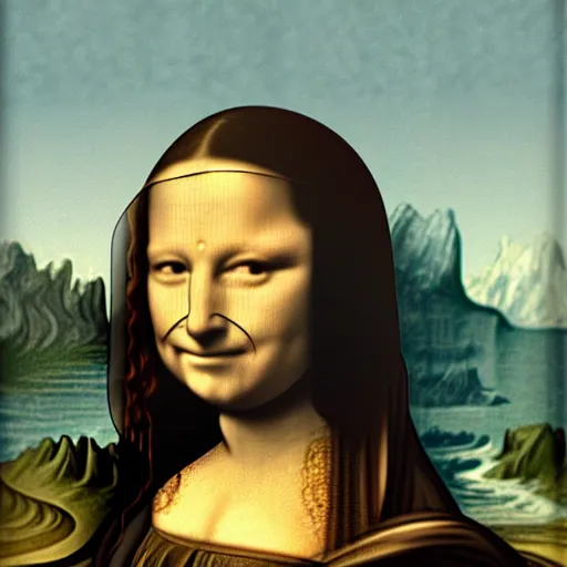 Prompt: walter white as mona lisa painting