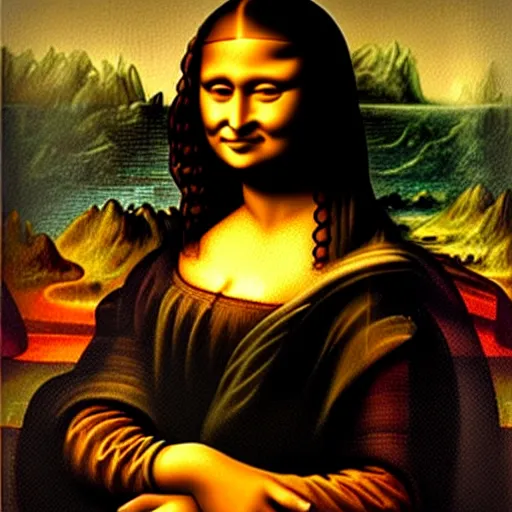 Prompt: beautiful painting of a dark skinned Mona Lisa