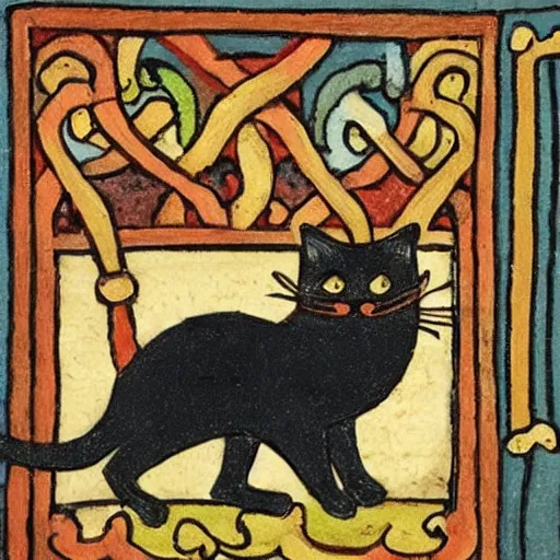 Prompt: A cat in the art style of medieval time - 2