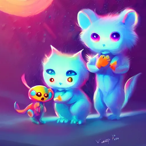 Prompt: cute creatures. bright art masterpiece artstation. 8k, sharp high quality illustration in style of Jose Daniel Cabrera Pena and Leonid Kozienko, magical colored theme, concept art by Tooth Wu,