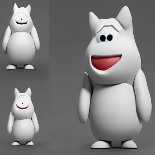 Prompt: 3 d model, moomin doll, by takashi murakami, octane render