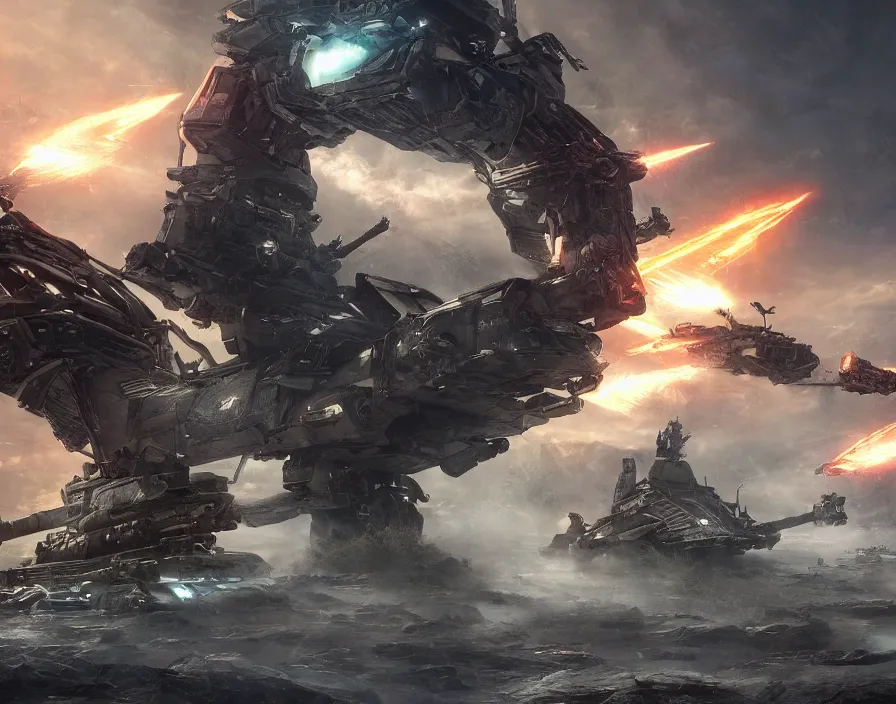 Image similar to futuristic battle, futuristic armor and tanks, beautiful texture, beautiful graphics, fantasy artwork, very beautiful scenery, hd, hdr, ue 5, ue 6, unreal engine 5, cinematic 4 k wallpaper, 8 k, ultra detailed, by popular digital, details, beautiful image ever created, high resolution, artstation, award winning