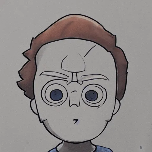 Image similar to morty from rick and morty color charcoal sketch artstation deviant art yoshida watercolor