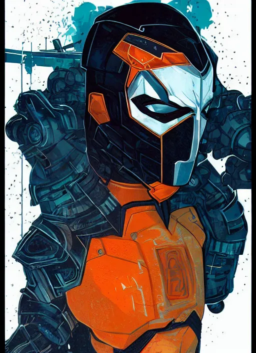 Image similar to symmetry!! portrait of deathstroke by sachin teng, organic, cables, matte painting, geometric shapes, hard edges! graffiti, street art