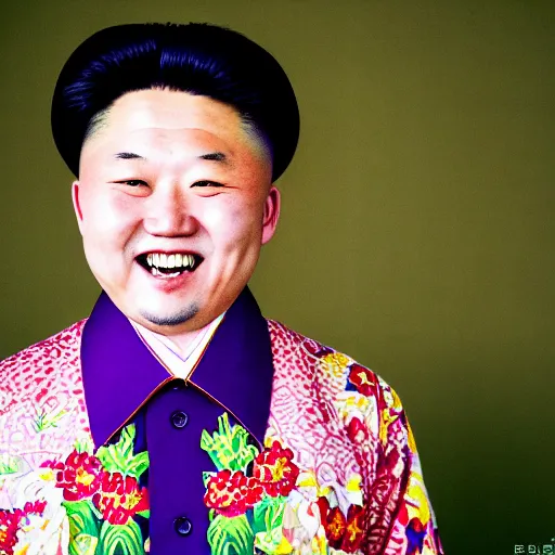 Image similar to photography of smiling north korean kim chen in by araki nobuyoshi. kim chen in wearing ( traditional - ukrainian shirt ) designed by taras shevchenko.