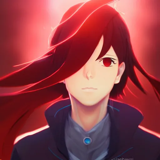 Image similar to close-up Makoto Shinkai portrait of red mage from Final Fantasy, anime key visual, official media, Rossdraws, Lois van Baarle