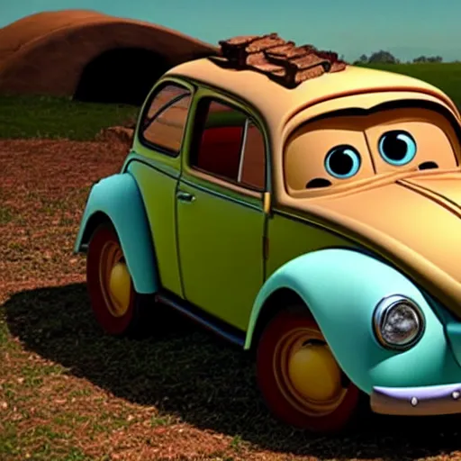 Image similar to mater from pixar cars is a volkswagen beetle