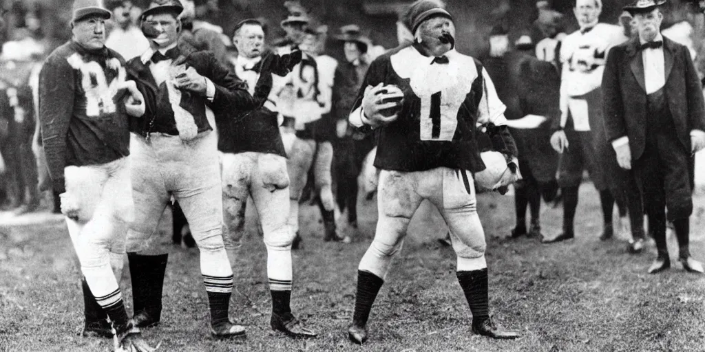Image similar to president taft as the starting quarterback for the chicago bears