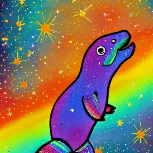 Prompt: rainbow cosmic platypus