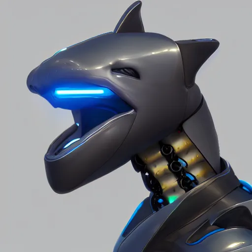 Image similar to robotic dolphin headshot profile picture, side profile shot, commission on furaffinity, unreal engine