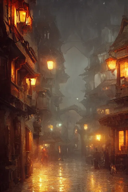 Image similar to inside the antique city of Avalon at dusk, intricate, elegant, volumetric lighting, digital painting, highly detailed, artstation, sharp focus, illustration, concept art, ruan jia, steve mccurry