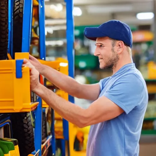 Image similar to the loader goes to the store on his hands in a cap
