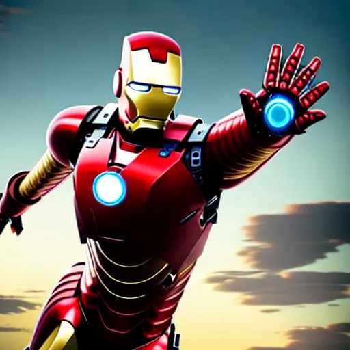 Image similar to mr. bean as ironman in the avengers movie. movie still. cinematic lighting.