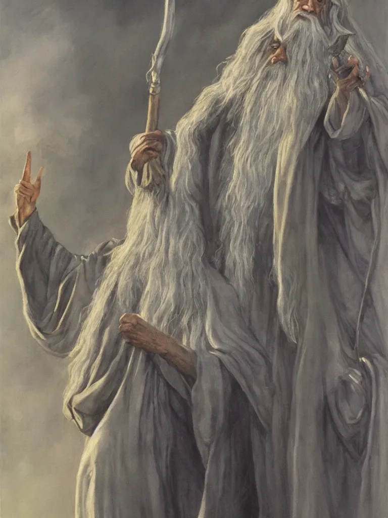 Image similar to gandalf as deity, painting