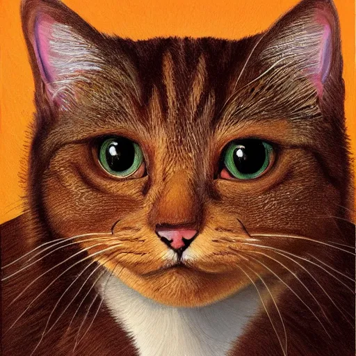 Prompt: a vibrant portrait of a completely brown brown brown brown cat by disney, Disney , detailed, realistic, cute