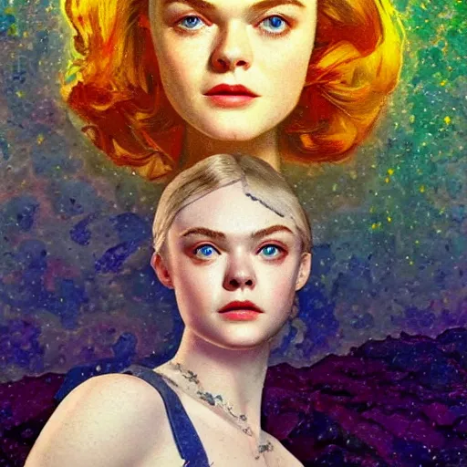 Prompt: professional painting of Elle Fanning in Fallout 3 in the style of Henri-Edmond Cross, head and shoulders portrait, symmetrical facial features, smooth, sharp focus, illustration, intricate, stormy weather, extremely detailed masterpiece,