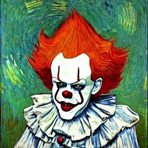 Image similar to pennywise painted by Vincent Van Gogh