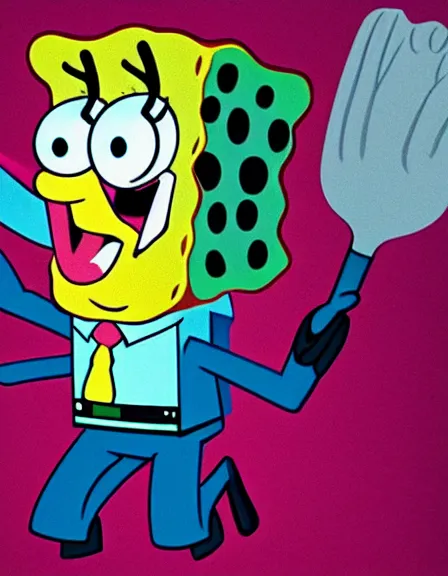 Image similar to Spongebob as The American Psycho, photorealistic