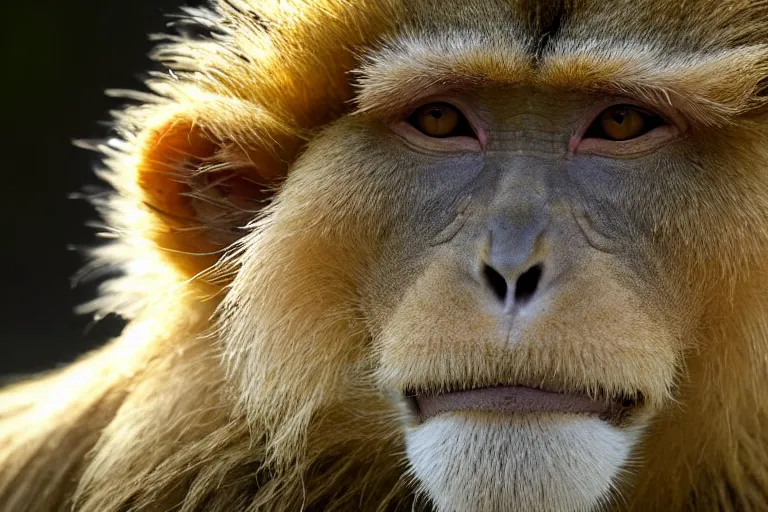 Image similar to a closeup shot of a lion monkey