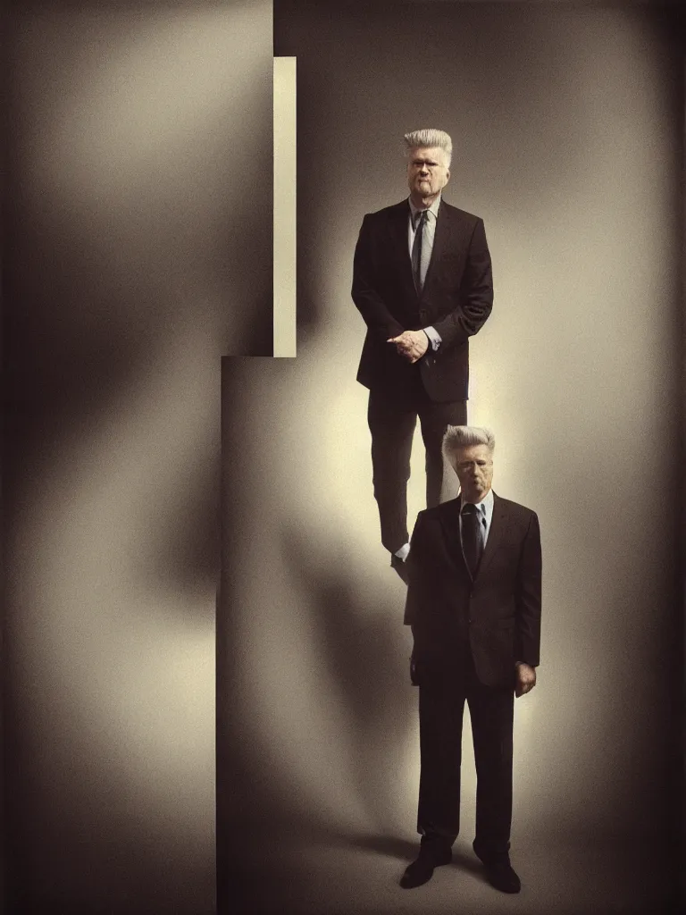 Prompt: detailed analog medium format scene by david lynch, polaroid portrait of man in suit, surreal, rim light, shot at dark with studio lights, by maxim verehin, atmospheric, high production value, intricate details, 8 k resolution, hyperrealistic, hdr, photorealistic, high definition, tehnicolor, award - winning photography, masterpiece, amazing colors,