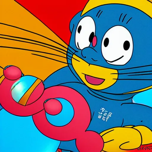 Prompt: doraemon as colourful as digitalart