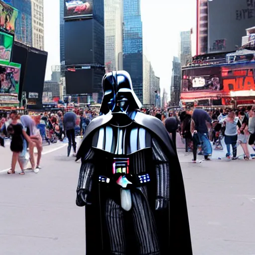 Image similar to Darth Vader on a skateboard in time Square