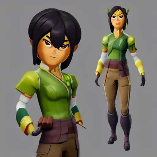 Image similar to toph beifong in fortnite, character render, full body shot, highly detailed, in game render