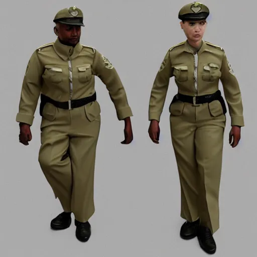 Prompt: ( beige uniform and caps zombies ) ( security officers ) trending on artstation very realistic proportional accurate high detail 4 k 8 k hd