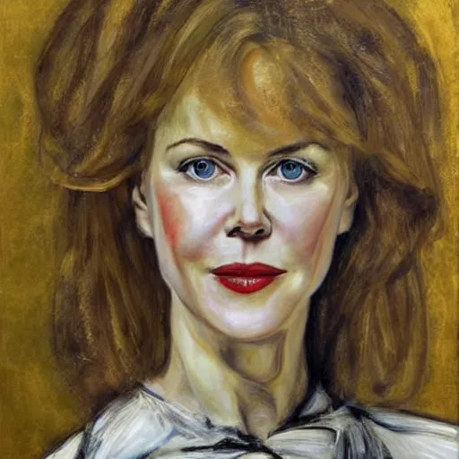 Prompt: of nicole kidman painted by lucien freud