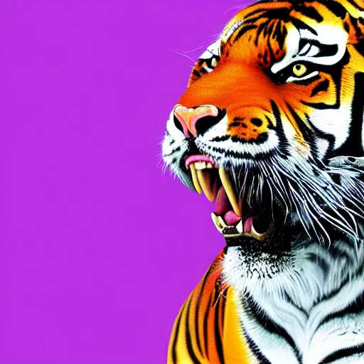 Image similar to A tiger in a lab coat with a 1980s Miami vibe, digital art