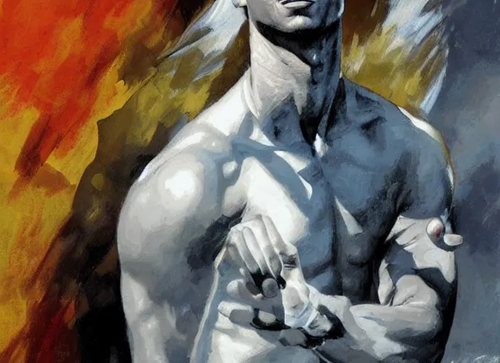 Image similar to a highly detailed beautiful portrait of cristiano ronaldo as kratos, by gregory manchess, james gurney, james jean