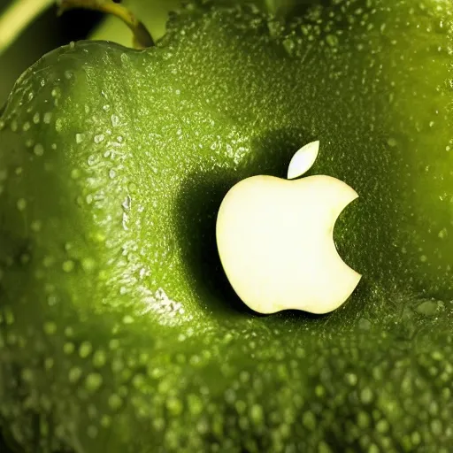 Prompt: dew cover apple, food photography