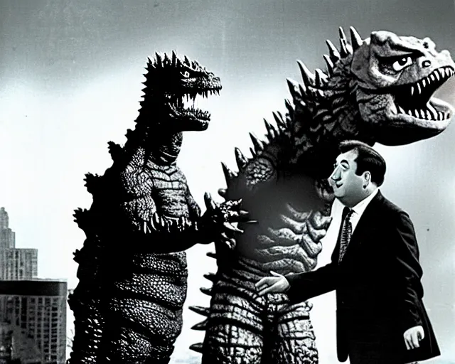 Image similar to Abbott and Costello meet Godzilla