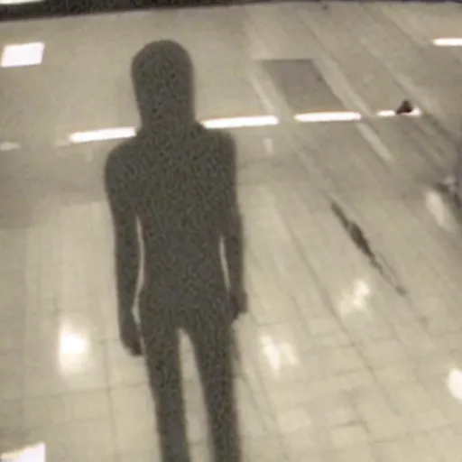 Prompt: Grainy CCTV footage of humanoid entity, unknown