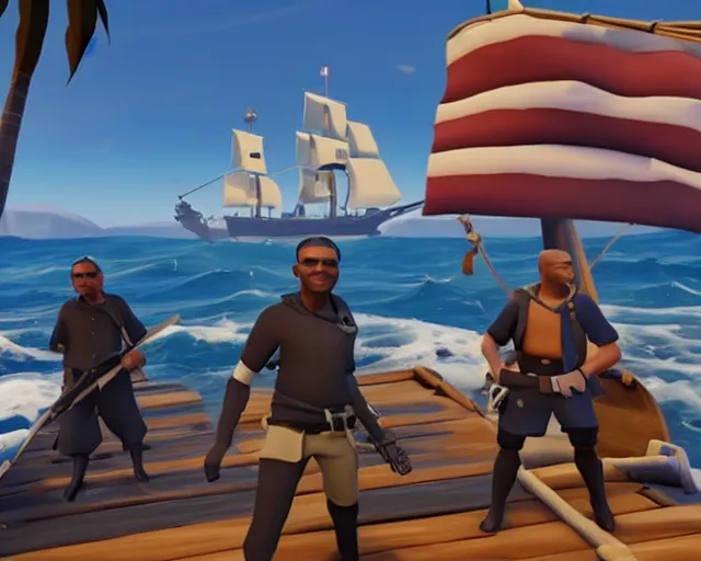 Image similar to a screenshot of Barack Obama in Sea of Thieves (2018)