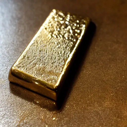 Image similar to a solid gold bar on a cafe table on a sunny day, f / 1. 9 6. 8 1 mm iso 4 0