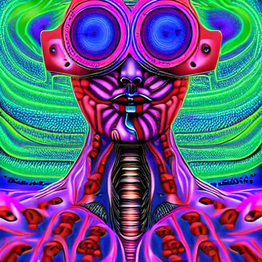 Image similar to psychedelic organic cyborg by scott davidson