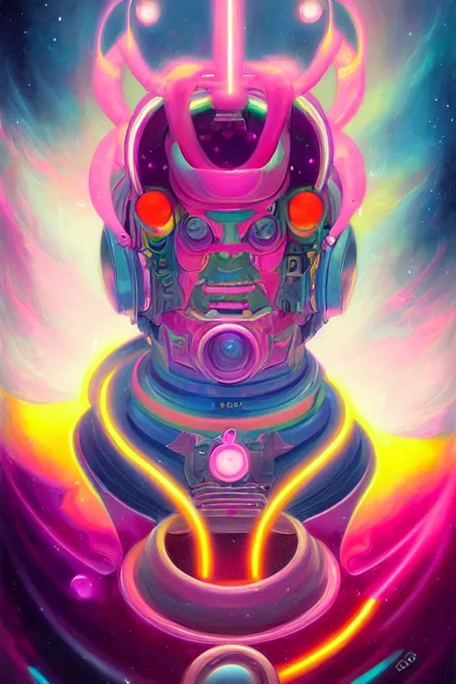 Image similar to Psychedelic Neon Japanese Portrait of Galactus by Peter Mohrbacher