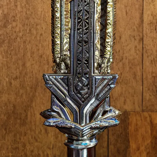 Prompt: ornate bismuth longsword