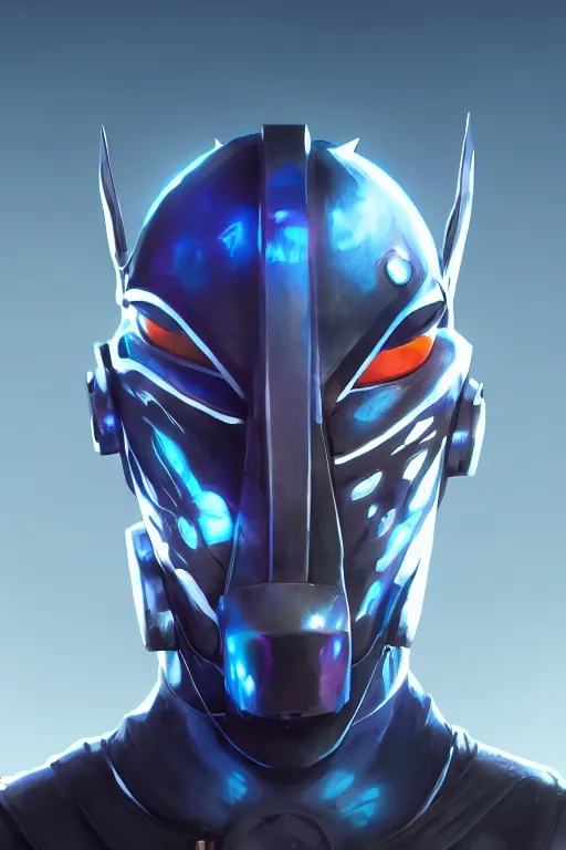 Image similar to epic mask helmet robot ninja portrait stylized as fornite style game design fanart by concept artist gervasio canda, behance hd by jesper ejsing, by rhads, makoto shinkai and lois van baarle, ilya kuvshinov, rossdraws global illumination radiating a glowing aura global illumination ray tracing hdr render in unreal engine 5